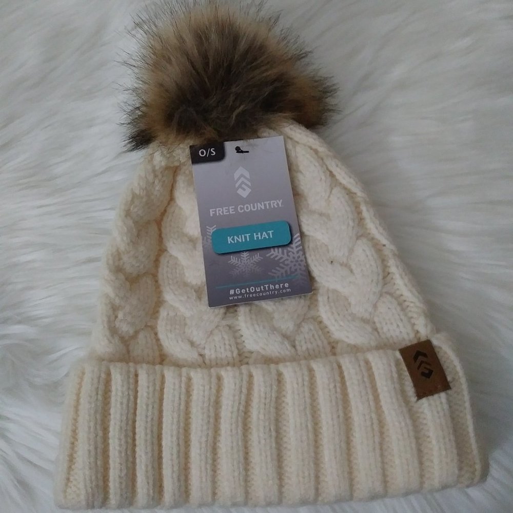 Free Country Knit Ivory Beanie Extra Warm